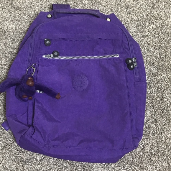Kipling Purple Backpack with Monkey Keychain - Picture 1 of 6